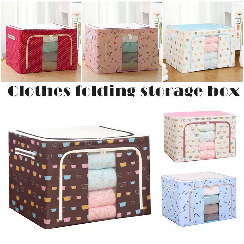 Folding Storage Box Living Box, Fabric Foldable Wardrobe Organizer, Storage Boxes for Clothes, Shirts, Saree Cover 66L Folding Storage Box 66L Cloth Storage Boxes