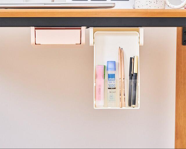 Under Table Drawer, Hidden Self-Adhesive Pencil Tray Drawer ,Under Desk Holder Storage Box, Stationery Pencil Storage Drawer Organizer for Office /School /Kitchen - Image 3