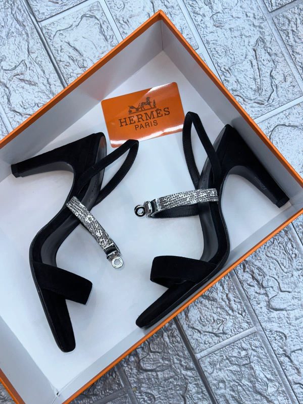 Hermes Paris Black Fancy Sandal