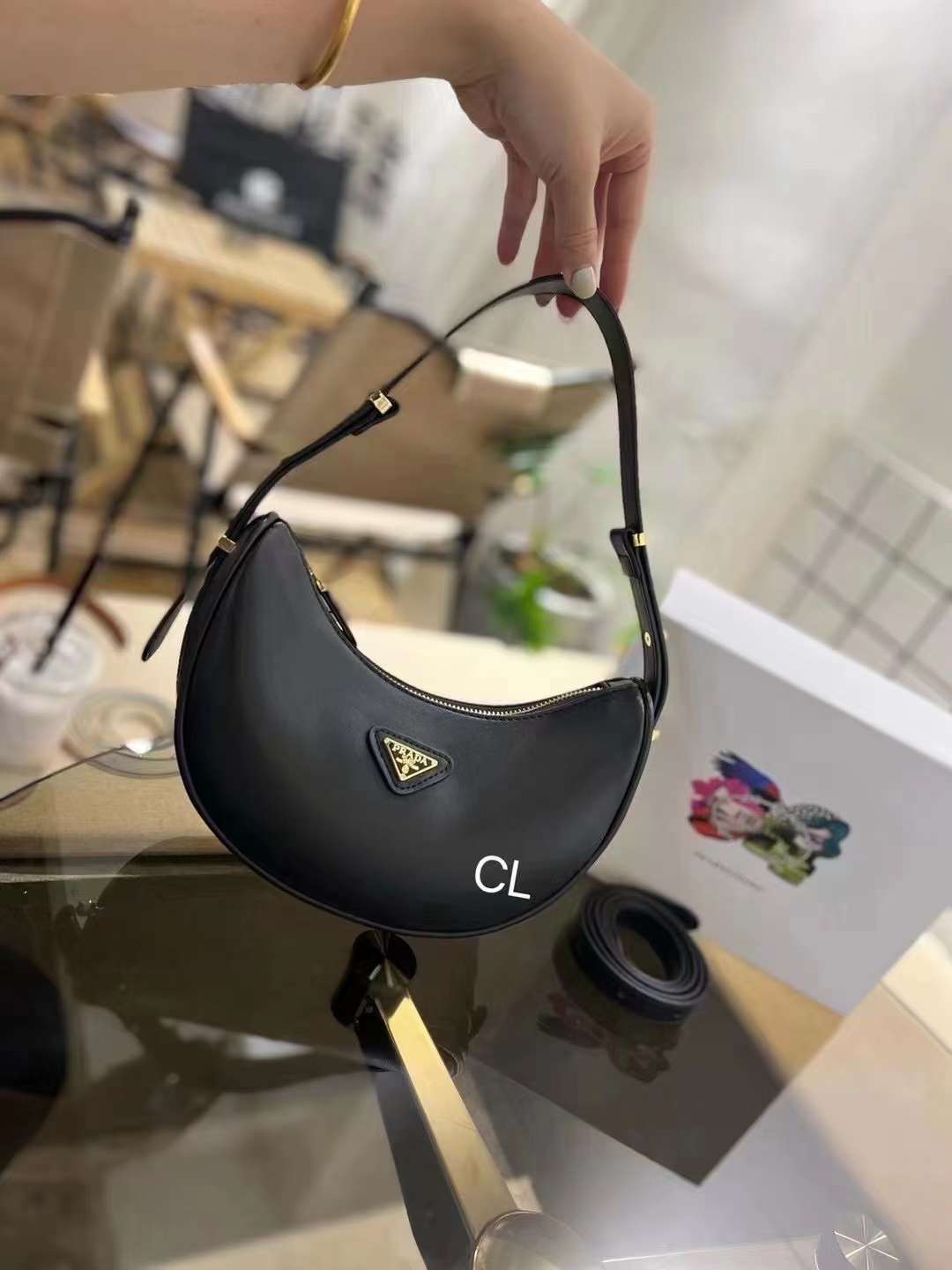 PRADA  Arqué Leather Shoulder Bag - Image 3
