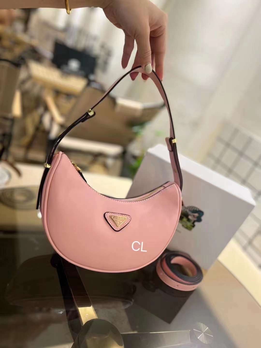 PRADA  Arqué Leather Shoulder Bag - Image 4